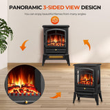 Electric Fireplace Heater with Thermostat Control, 15 Cathedral Stylish Small Fireplace Stove Heater, 3D Realistic Flame Effects, Overheating Safe Design